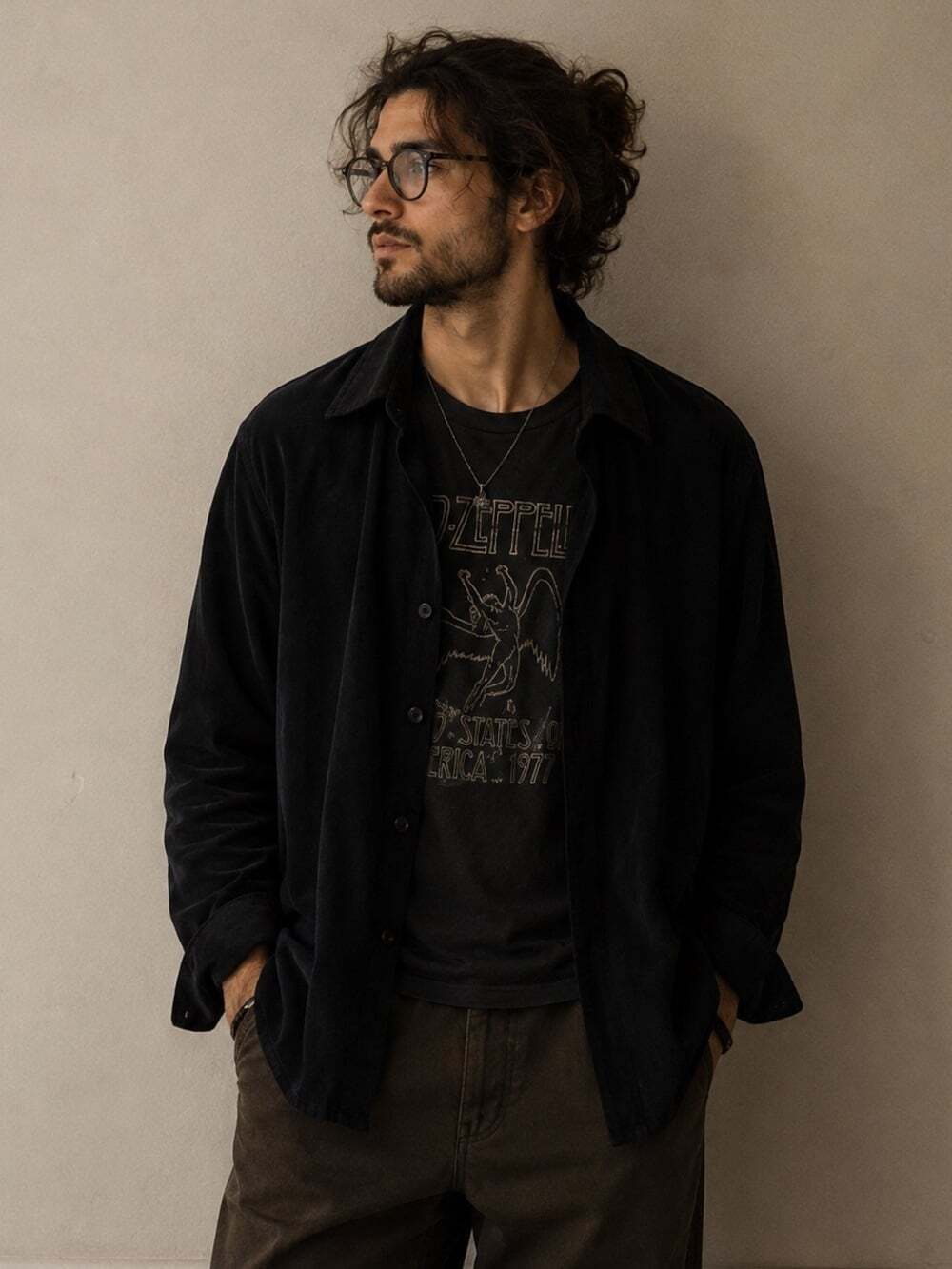 Vintage 80sMen's Black shirt Jacket vintage y clouds brand .retro chic suede